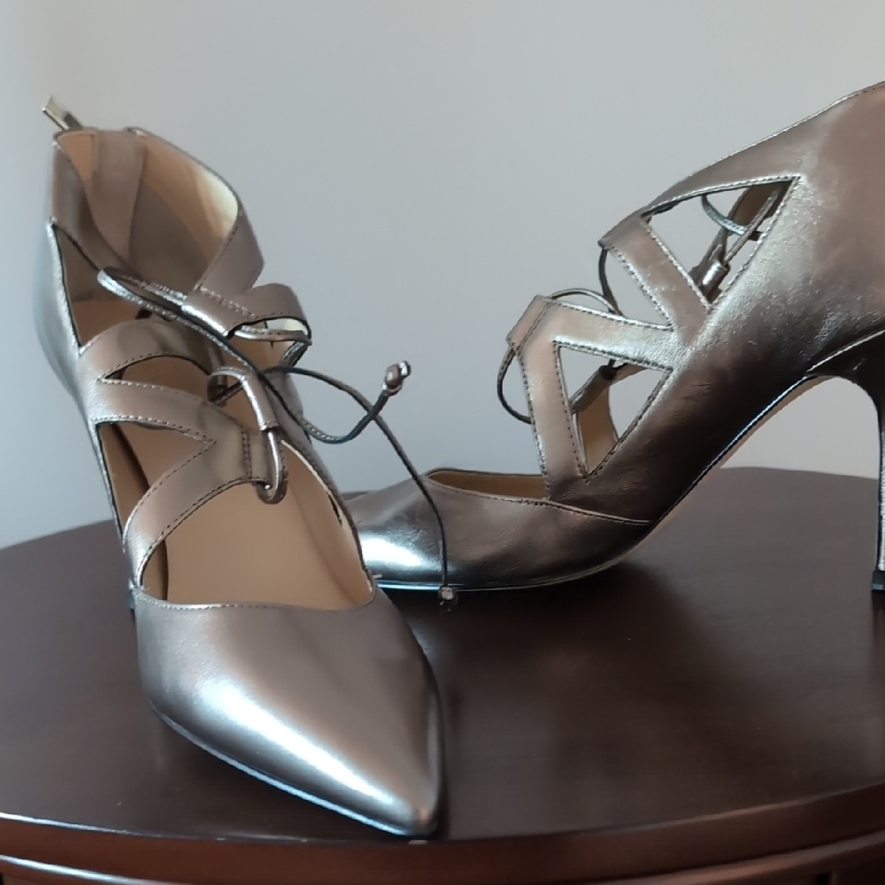 Ivanka Trump Metallic Silver Heels